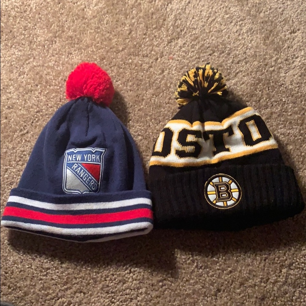 TWO NHL beanies